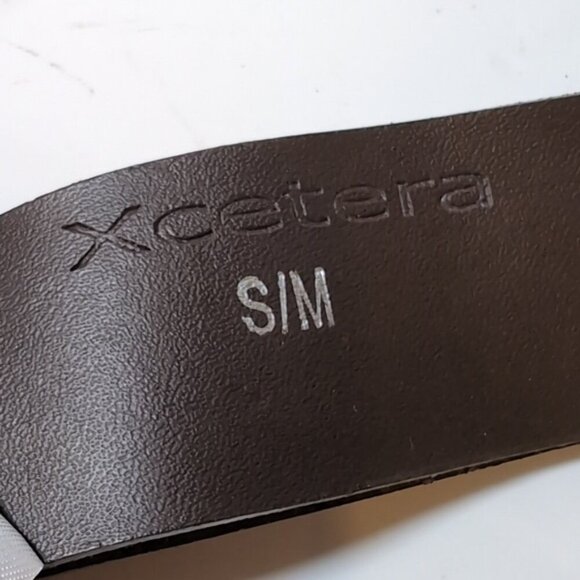 Xcetera Womens Western Belt Carved Brass Buckle Rhinestone Brown Faux Leather - Picture 8 of 9